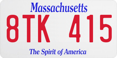 MA license plate 8TK415