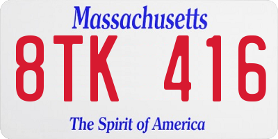 MA license plate 8TK416
