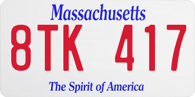 MA license plate 8TK417