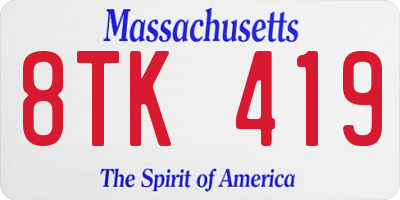MA license plate 8TK419
