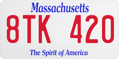 MA license plate 8TK420