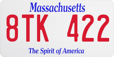 MA license plate 8TK422