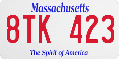 MA license plate 8TK423