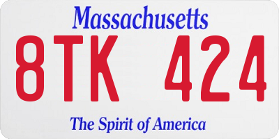 MA license plate 8TK424
