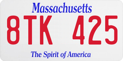 MA license plate 8TK425
