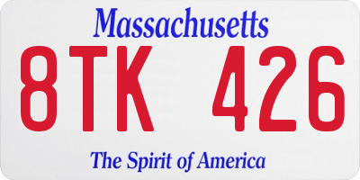 MA license plate 8TK426