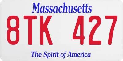 MA license plate 8TK427