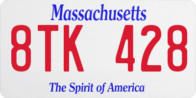 MA license plate 8TK428