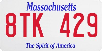 MA license plate 8TK429