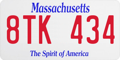 MA license plate 8TK434