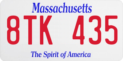 MA license plate 8TK435