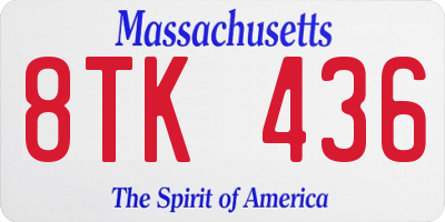 MA license plate 8TK436