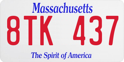 MA license plate 8TK437