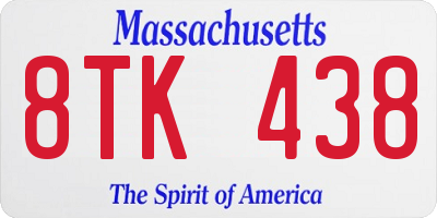 MA license plate 8TK438