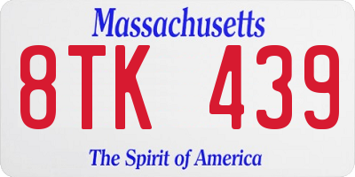 MA license plate 8TK439