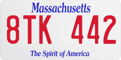 MA license plate 8TK442