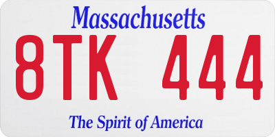 MA license plate 8TK444