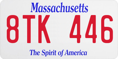 MA license plate 8TK446