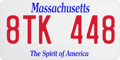 MA license plate 8TK448