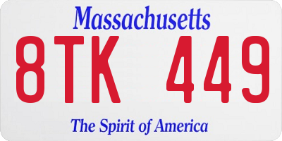 MA license plate 8TK449