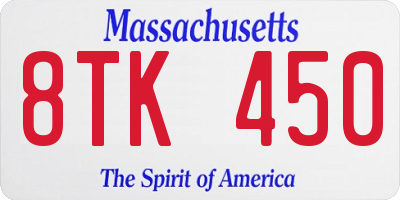 MA license plate 8TK450