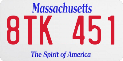MA license plate 8TK451