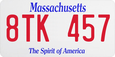 MA license plate 8TK457