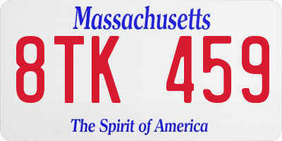 MA license plate 8TK459