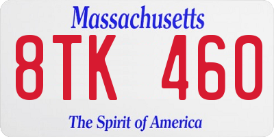 MA license plate 8TK460