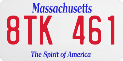 MA license plate 8TK461