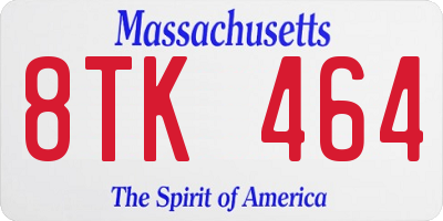 MA license plate 8TK464