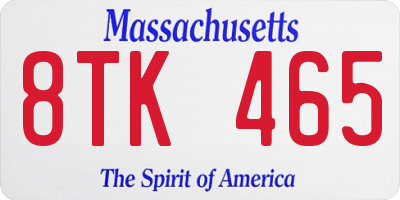 MA license plate 8TK465