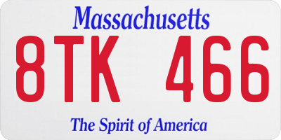 MA license plate 8TK466