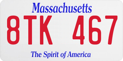 MA license plate 8TK467
