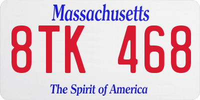 MA license plate 8TK468