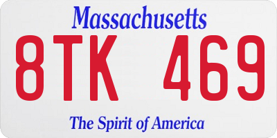 MA license plate 8TK469