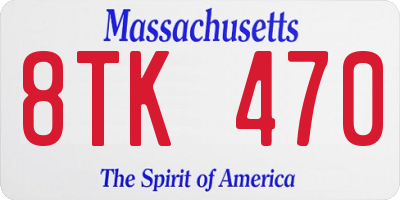 MA license plate 8TK470