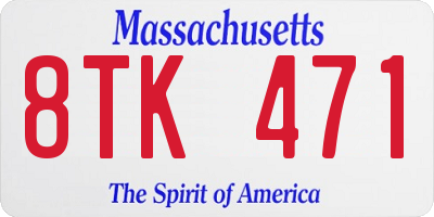 MA license plate 8TK471