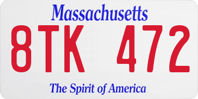 MA license plate 8TK472