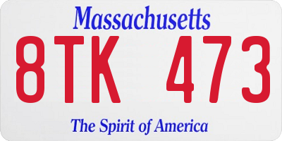 MA license plate 8TK473