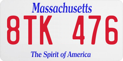 MA license plate 8TK476