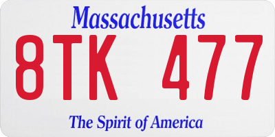 MA license plate 8TK477