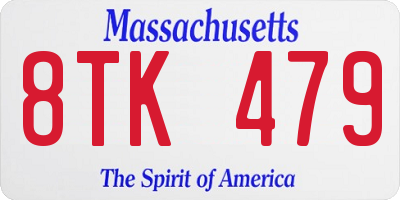 MA license plate 8TK479