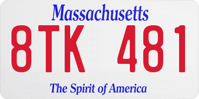 MA license plate 8TK481