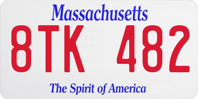 MA license plate 8TK482