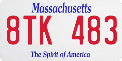 MA license plate 8TK483