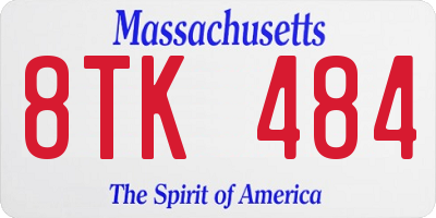 MA license plate 8TK484