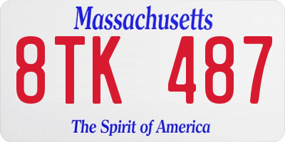 MA license plate 8TK487