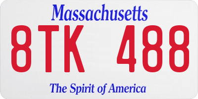 MA license plate 8TK488