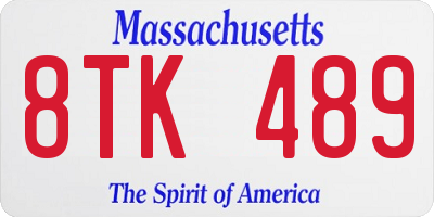 MA license plate 8TK489